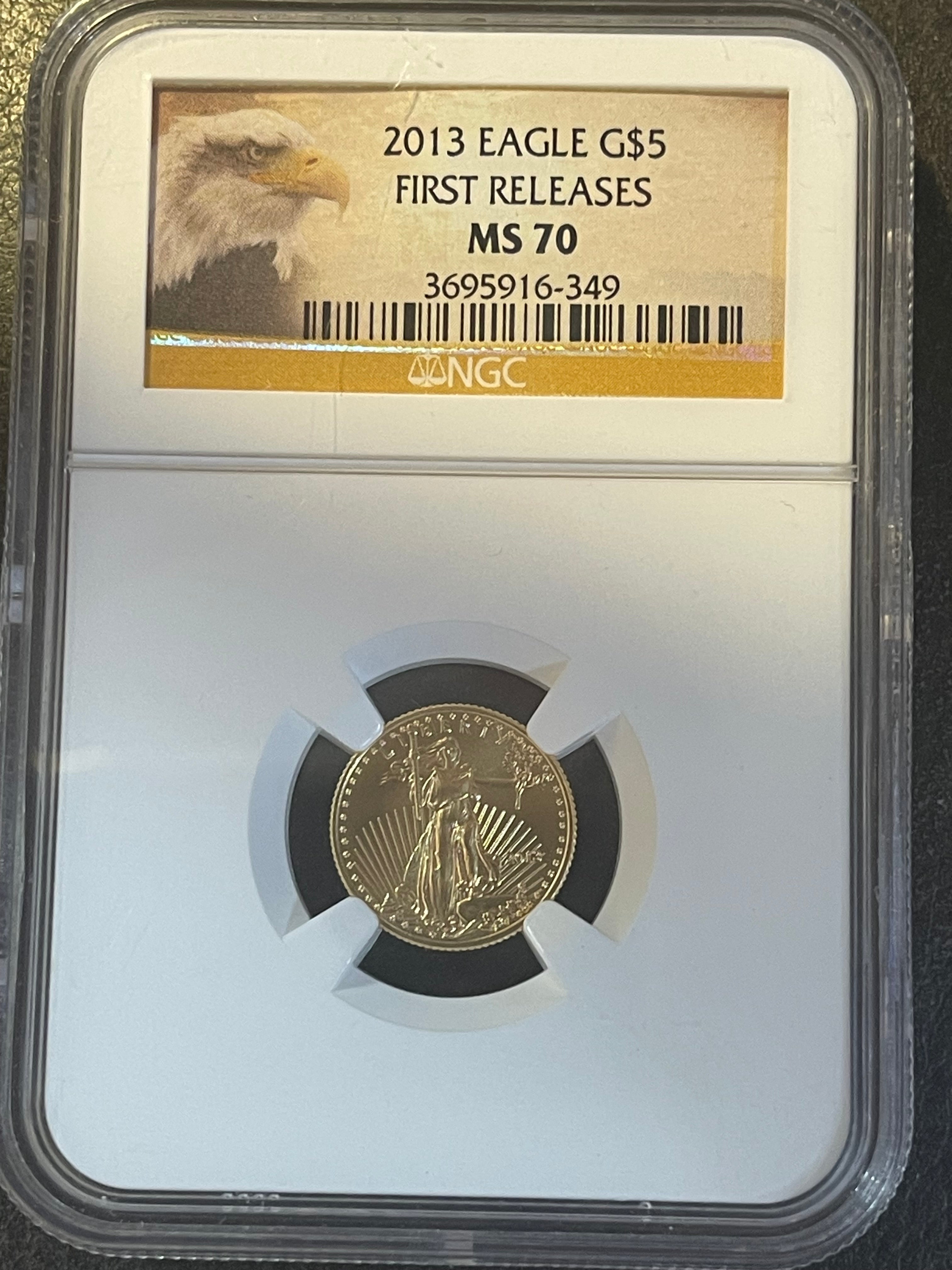 2013 $5 American Gold Eagle 1/10 oz – NGC MS70 First Releases