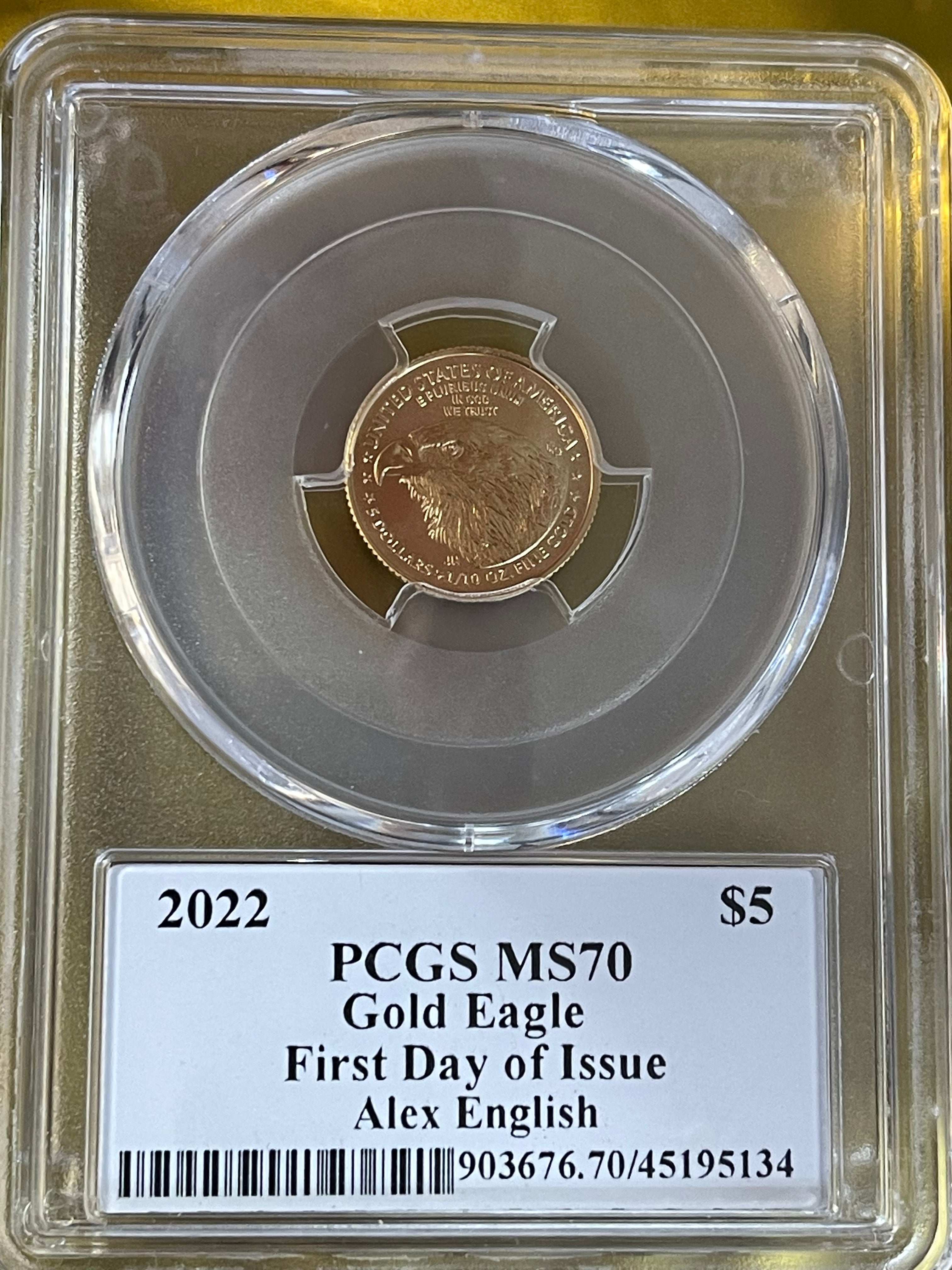 2022 American Gold Eagle $5 – 1/10 oz Gold – PCGS MS70 Legends of Life Label Alex English