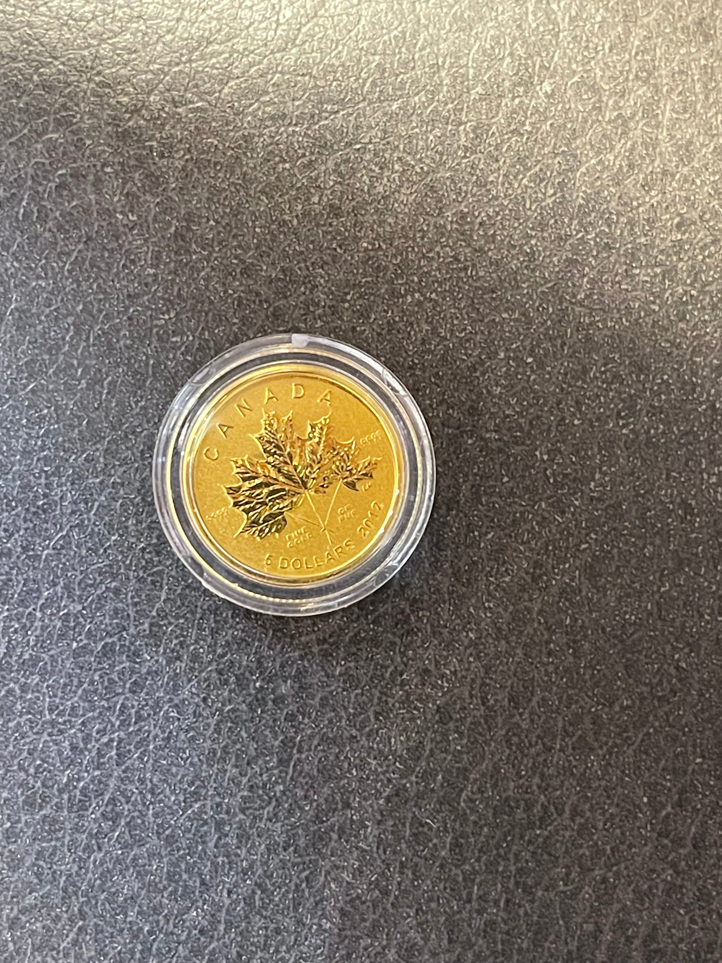 2012 Canada $5 Gold Maple Leaf – 1/10 oz (.9999 Fine Gold) – Royal Canadian Mint w/ Box & COA