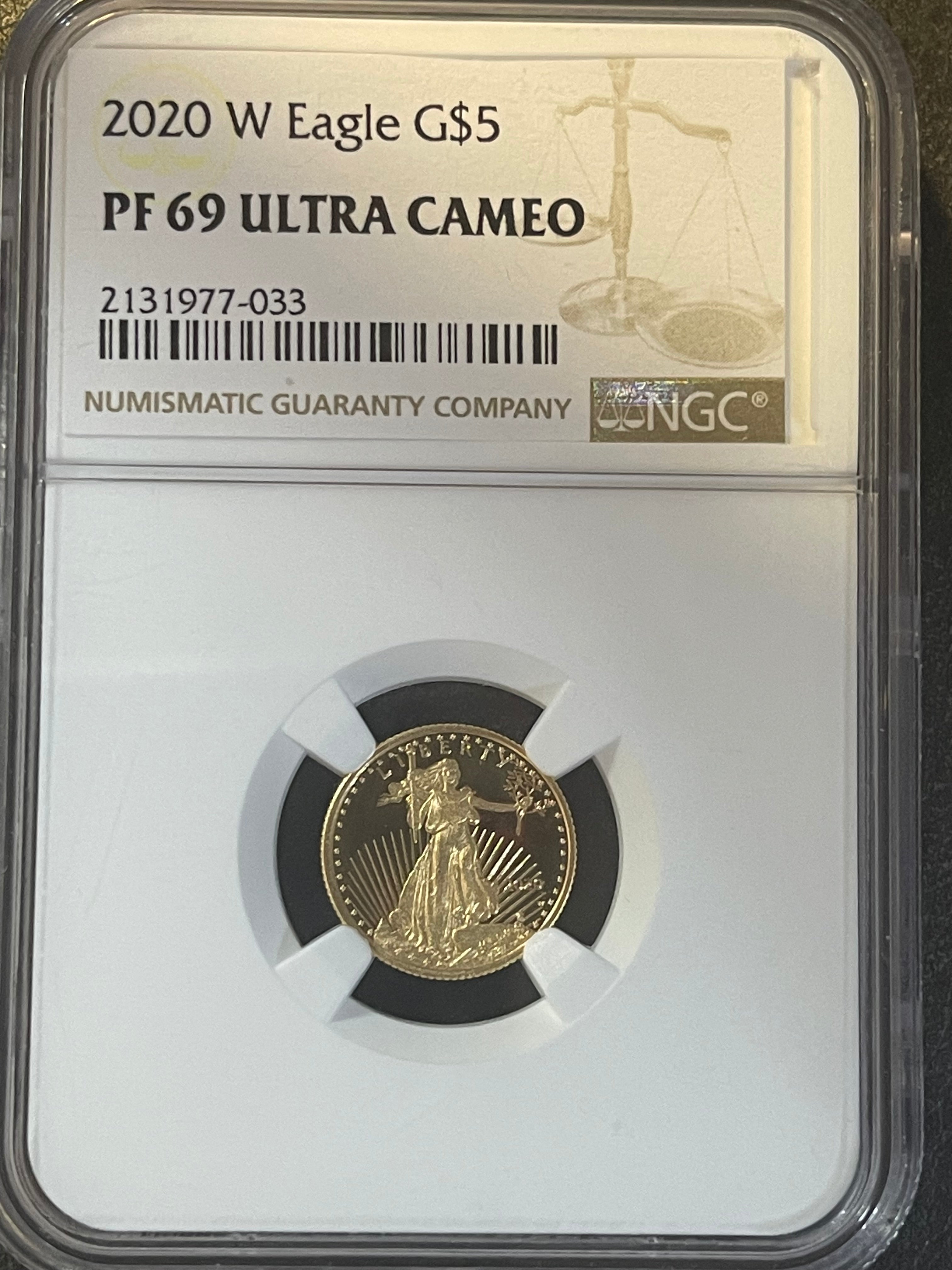 2020-W $5 American Gold Eagle 1/10 oz Proof – NGC PF69 Ultra Cameo