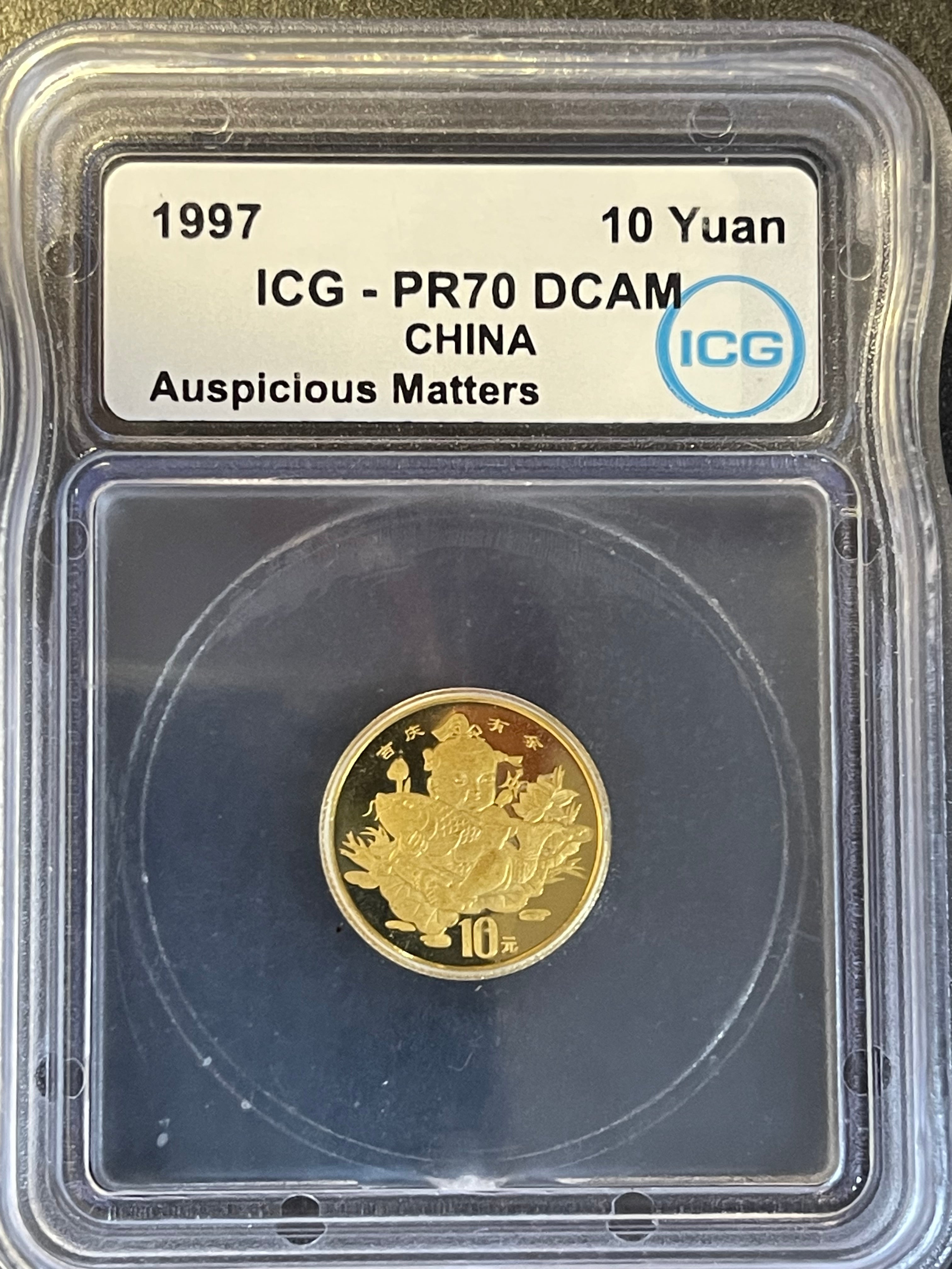 1997 China 10 Yuan Gold Coin – ICG PR70 DCAM – Auspicious Matters Proof