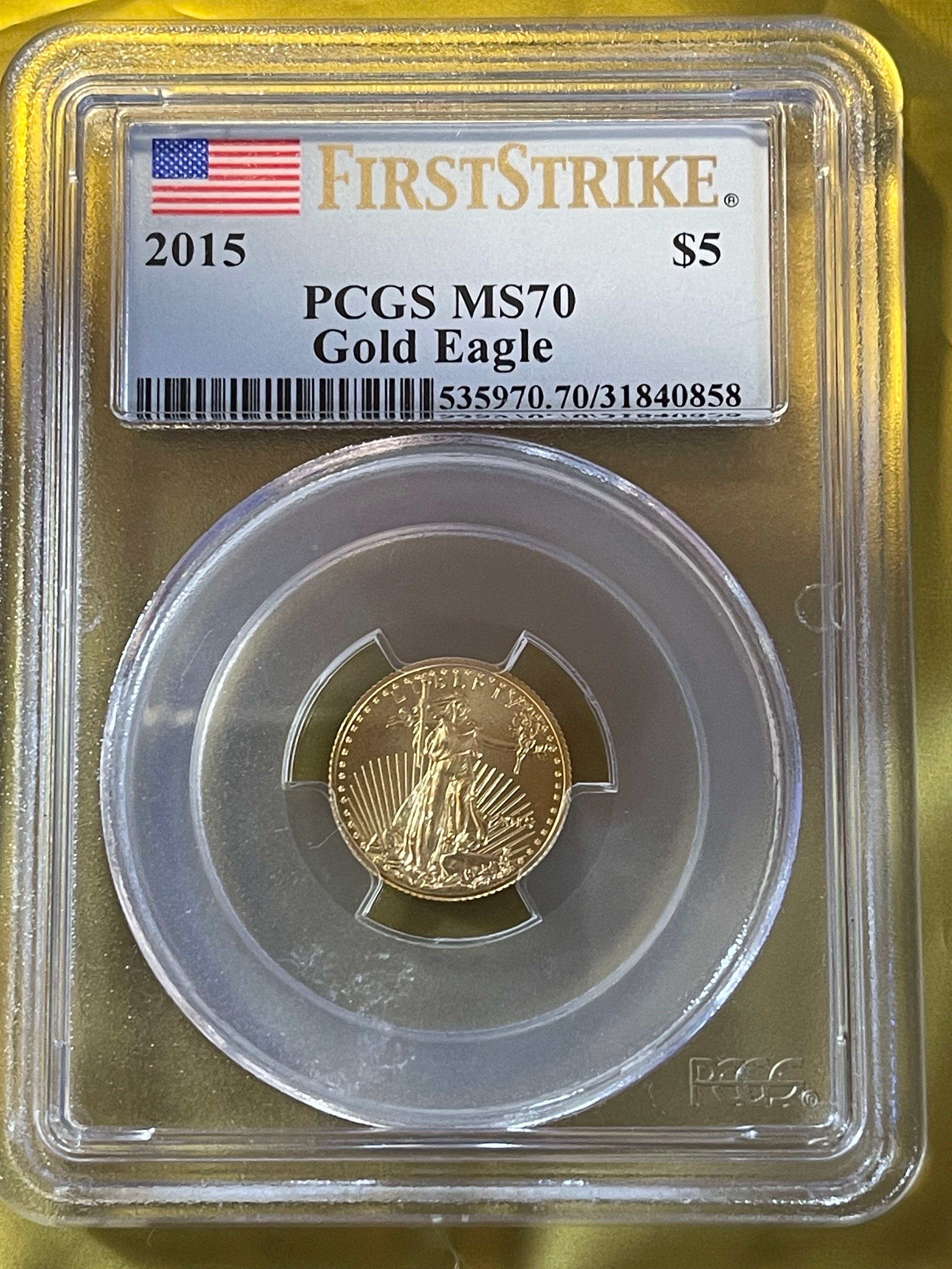 2015 American Gold Eagle $5 – 1/10 oz – PCGS MS70 First Strike