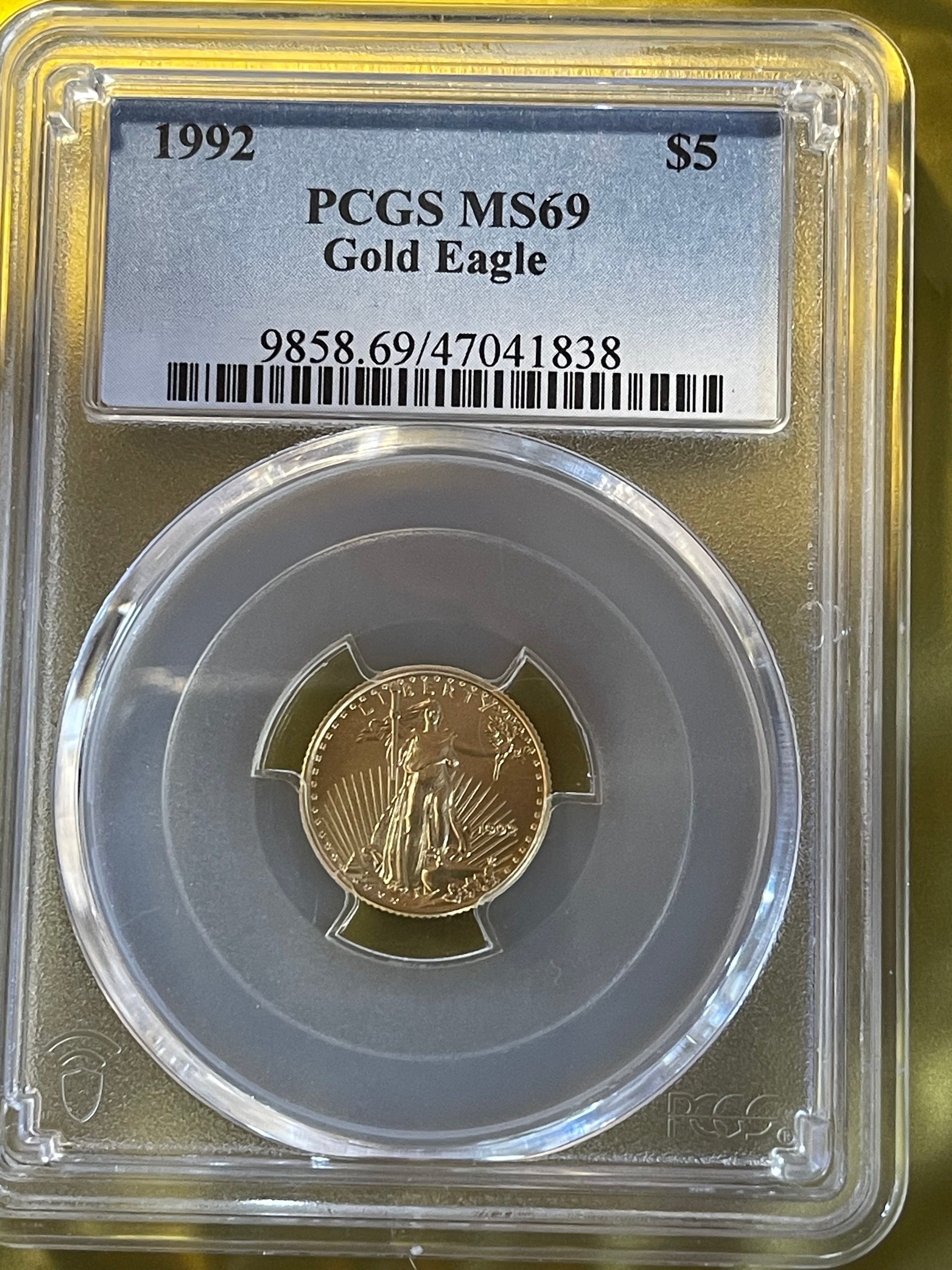 1992 American Gold Eagle $5 – 1/10 oz Gold – PCGS MS69